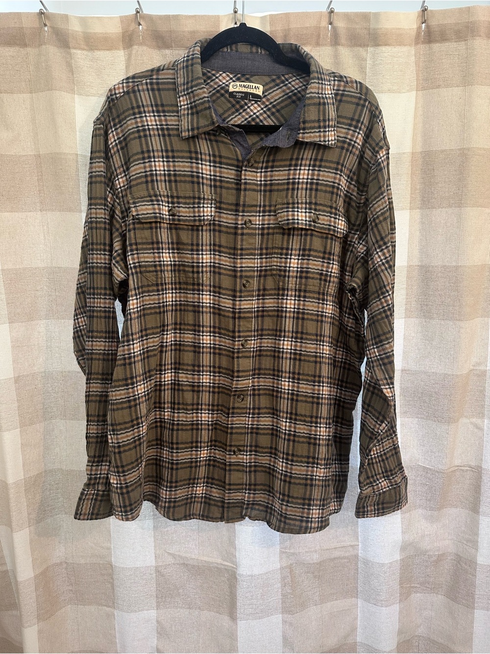 Magellan Outdoors Brown Plaid Button-Down Shirt